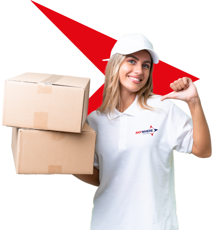 Same-day courier delivery truck by Anywhere Couriers on a busy UK street, showcasing reliable and fast service options.